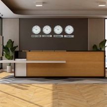 Gri Modern Seri 4 Lü 36 Cm Tabelalı Dünya Saatleri Otel Ve Resepsiyon Saati
