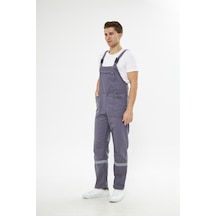 Bahçivan İş Tulumu Reflektörlü %100 Pamuk Gri