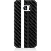 Samsung Galaxy S7 Uyumlu Siyah Beyaz Karbon Motif Desenli Silikon Kılıf