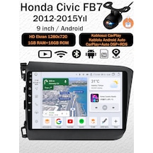 Honda Civic Fb7 2012-2015 Uyumlu 1gb Ram 16gb Android Navigasyon Multimedya Tesla Ekran Android Teyp Double Teyp Kablosuz Carplay Android Auto Bluetooth Wifi Gps Geri Görüş Kameralı 9"