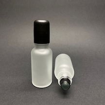 20 Ml Buzlu Cam Roll On Şişesi , Siyah Kapaklı Cam Esans Şişesi 20 Cc X 3 Adet