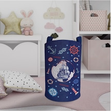 Mekta Home Bebek Ve Çocuk Odası Denizci Gemi Desenli Oyuncak Sepeti Renkli Çok Renkli