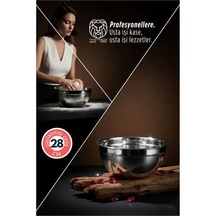 Zenvac Inox Ölçekli Derin Kase - 28 Cm 4 Litre Karıştırma Kabı Profesyonel 304 Paslanmaz Çelik 721844 Zenvac29 Renkli