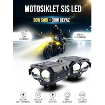 Motosiklet Harici Led Spotlight Sis Farı 30w Beyaz + Sarı + Beyaz-sarı 12v-85v Su Geçirmez