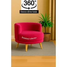 360 Derece Döner Berjer, Fuşya Rengi Peluş Kumaş, Tekli Koltuk Mekanizmalı Berjer Pembe