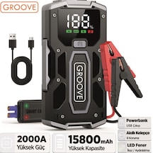 Groove M01 15800mah 2000a Akü Takviye Cihazı Taşınabilir Jump Starter Powerbank+Led Lamba+Lcd Ekran