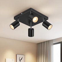 Riolıght Modern2 Siyah2 Hareketli Başlık 4xgu10 Kare Taban Led Spot Led Avize Ampul Dahil Siyah