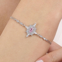 Mia Vento Pink Taşlı Asil Hanedan Nişanı Vintage Gümüş Bileklik