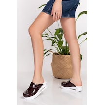 Bordo Rugan Deliksiz Bayan Ortopedik Airmax Taban Sabo Terlik Bordo