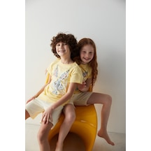 Penti Unisex Çocuk Bunny Baskılı Pijama Takımı Açık Sarı