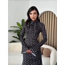 Potenza Puantiyeli Elbise Puanti Ye Siyah