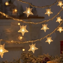 Led Işıklı 28'li Yıldız Işık Zinciri Dekoratif Fişli Aydınlatma Ev Dekorasyonu Süsleme Salon Oda Merdiven Balkon Süslemeleri İçin Yılbaşı Eğlence Doğum Günlerine Özel Aydınlatma 30 Metre