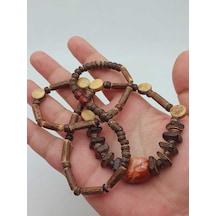 Yasamtohumu Ahşap & Jasper Tasarım Unisex Otantik Kolye 56104 Çok REnkli Çok Renkli