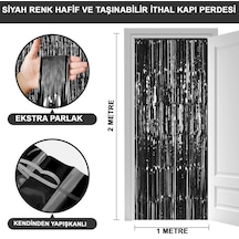 Mey İthalat Siyah Renk Ekstra Metalize Parlak Saçaklı Arka Fon Perde İthal A Kalite 1x2 Metre