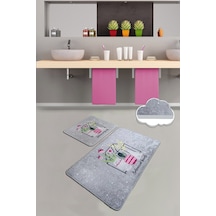 Botanıcal Sweets 2 Li Set Banyo Halısı Paspas Yıkanabilir Çok Renkli
