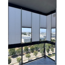 Blind-x Buz Gri Plise Katlanır Cam Balkon Perdesi, Ofis Perdesi, Mutfak Perdesi, Salon Perdesi