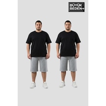 Süperlife Büyük Beden Erkek 2 Li Kapri Şort Rahat Kalıp Seti 3xl-6xl Spr26bsr591+2 Grey Mel-grey Mel