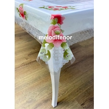 Desenli Şeffaf Kaplama Dikdörtgen Pvc Muşamba Masa Örtüsü Koruyucu 125 X 155 Cm Pembe