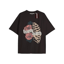 Adrift Unisex Erkek/kadın Kalp Kaburga T-shirt Siyah Kod 80 Beyaz