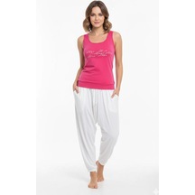 İkikareshop Bayan Yazlık Poly Şalvarlı Pijama 21519 Çok Renkli
