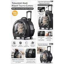 Jumbo Fileli Tekerlekli Kedi Köpek Taşıma Çantası 45 X 50 X 27 Cm Siyah 15 Kg