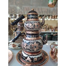 İşlemeli Bakır Çaydanlık- Osmanlı Ocaklı Bakır Demlik Takımı Siyah İşlemeli Bakır Çaydanlık- Osmanlı Ocaklı Bakır Demlik Takımı Siyah