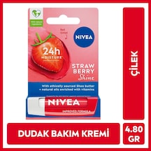 Nıvea Çilek Dudak Bakım Kremi 4.8 Gr, 24 Saat Nemlendirme,çilek Kokusu,ışıltılı Renk,mineral Yağı İçermez