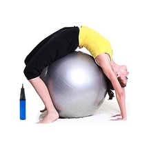 Gri Pilates Topu - Pompa 65 Cm Yoga Topu Spor Salonu Denge Topu Dayanıklı Fitness Top