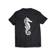 Stoned&Fame Unisex Siyah Deniz Atı Baskılı T-shirt SIYAH Siyah