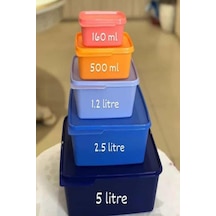 Kare Saklama Seti 5lt...2,5 Lt...1,2 Lt...500 Ml...160 Ml.. Çok Renkli