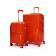 Elatae Exclusive Pro Polipropilen Kırılmaz 2'li Valiz Seti Büyük Boy - Kabin Boy Turuncu 5239 Turuncu