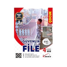 Çocuk Balkon Güvenlik Filesi 1.5x7 Mt 4mm İp Kalınlığı 4x4 Gözenekli + Montaj Aparatları