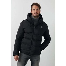 Lumberjack Erkek Kapüşonlu Arma Detaylı Şişme Mont Nolan Coat Siyah 2sn22 001