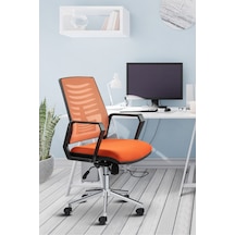 Asbir Mobilya Metis Metal Ayaklı Çalışma Koltuğu Ofis Sandalyesi Gri Kırmızı