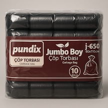 Pundix Pundıx J650 Endüstriyel Jumbo Boy Çöp Poşeti 80x110 Cm 1 Koli 10 Rulo / 100 Adet Dayanıklı, Sızdırmaz Ve Geniş Hacimli Çöp Torbası