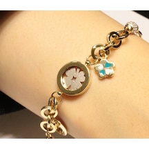 14 Ayar Altın Charm Model Yonca Bileklik Sarı Altın