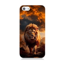 Apple Uyumlu iPhone 5 Yırtıcı Aslan Kral Desenli Silikon Kılıf