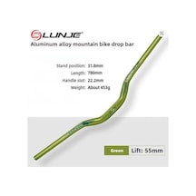 Lunje 78 Cm 55 Rise Açılı Alüminyum 31,8mm Mtb Freeride Gidon Bisiklet Gidonu Direksiyonu Yeşil Renk