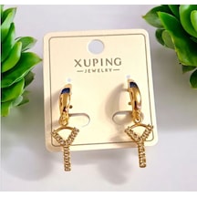 Kadın Zirkon Taşlı Rodyum Kaplama Y Harf Küpe 888025