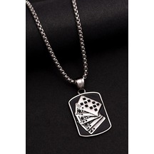 Poker Royal Flush Maça Figürlü Paslanmaz Çelik - Sevgiliye - Eşe - Babaya - Arkadaşa Hediye Kolye