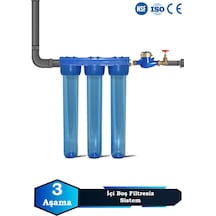 Sumarkt Atlantis Daire Bina Girişi 20 İnch 3 Aşama Su Arıtma Yumuşatma Cihazı İçi Boş,filtresiz Sistem