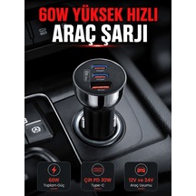 Pd 30w Çift Usb-c Araç Şarj Cihazı 60w Hızlı Şarj Adaptörü Uczzlnx01çakmaklıkşarj-4
