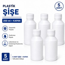 Plastik Şişe + Kapak 250 Ml 5 Adet