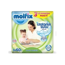 Molfix İzotonik Sulu Ferah Temizlik Islak Havlu Mendil 3'lü Paket 180 Yaprak