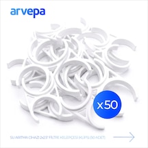 Arvepa Su Arıtma Cihazı 2x2.5" Çiftli Filtre Kelepçesi (Klips) 50 Adet - Esnek Yapı