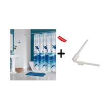 Zethome Banyo Perdesi 9515 1x180x200, Perde Borusu Askı Aparatı Köşe Boru Beyaz Hediyeli, Duş Perdesi Seti Çok Renkli