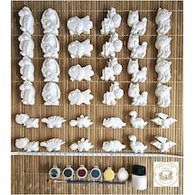 36 Adet 3d Hayvanlar Alemi Taş Boyama Figür Çocuk Gelişimi Boyama Etkinlik Seti Zoo Stone Painting Diğer