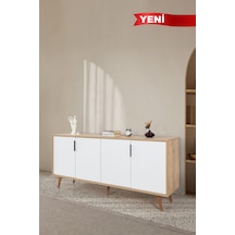 4815 Sırma 180 Cm Ahşap Ayaklı , Metal Kulplu Konsol , Safir - Beyaz , Oturma Odası , Salon Safir - Beyaz