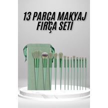Makyaj Fırça Seti Yeşil 13 Parça Fondöten Fırçası Allık Fırçası Far Fırçası 22769857