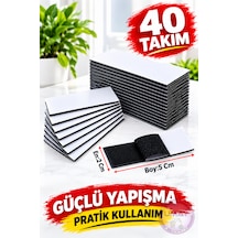 40 Takım Halı Kilim Koltuk Örtüsü Tablo Sabitleyici Arkası Yapışkanlı Cırt Cırt Bant 2x5 Cm